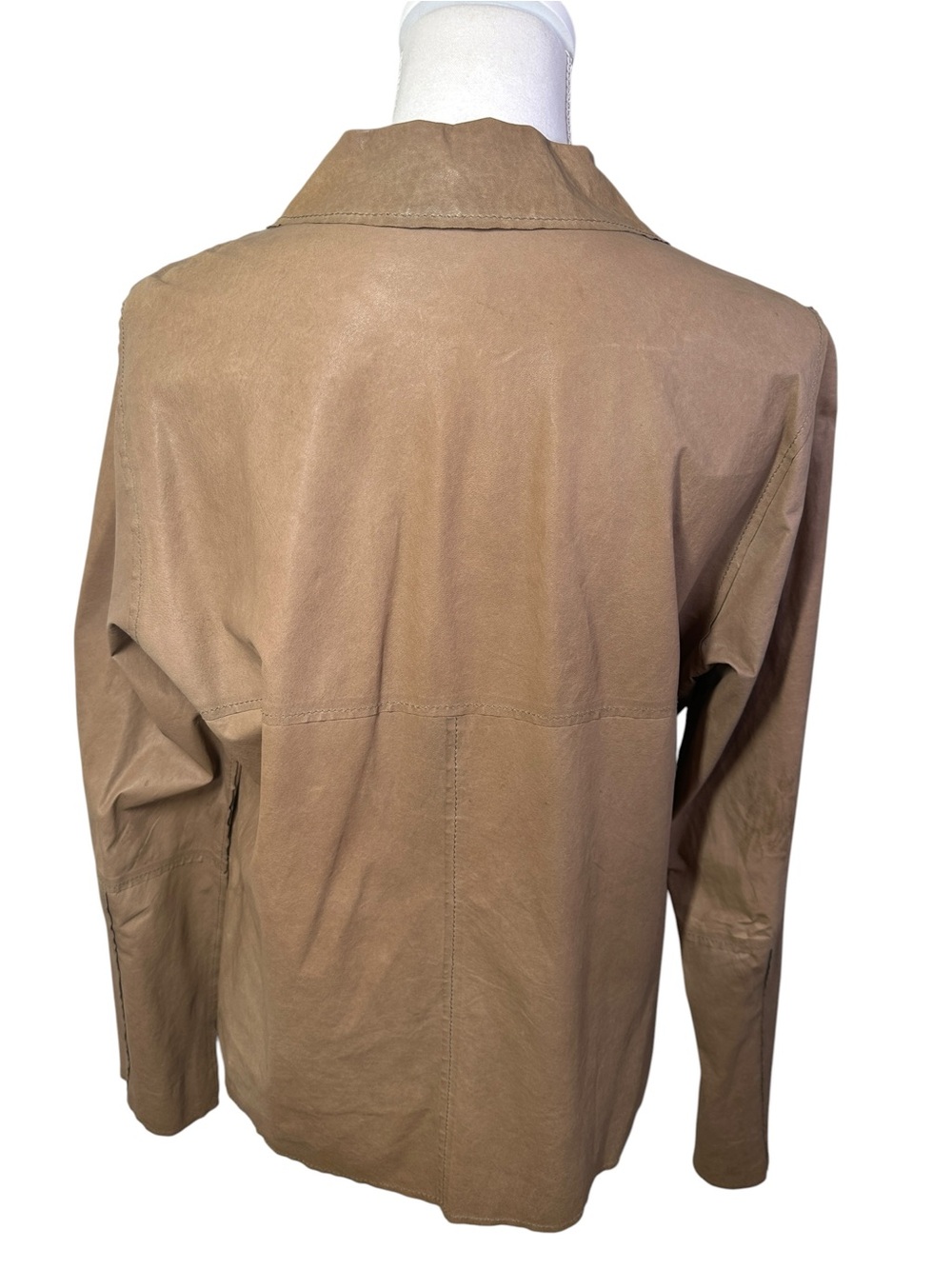 Annette Görtz Vibi 100% Lamb Leather Wrap Jacket Taupe EU 38 US 8 Germany - Picture 4 of 13